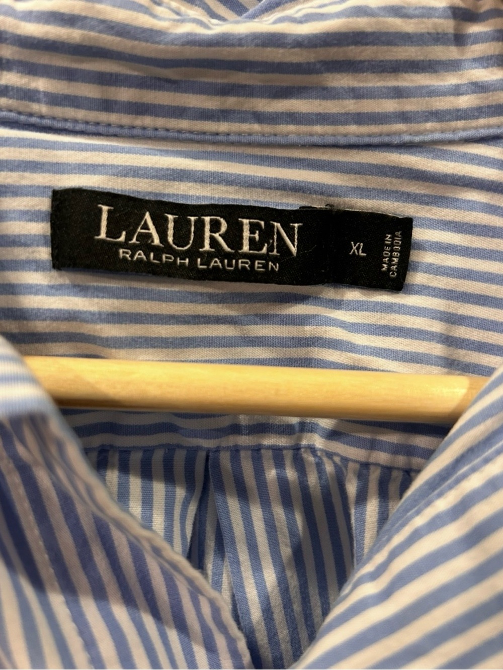 Lauren Ralph Lauren Button Up Sleep Shirt Blue White Striped Cotton Size XL - Picture 2 of 10